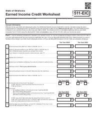 Form 511-EIC Earned Income Credit Worksheet - Oklahoma