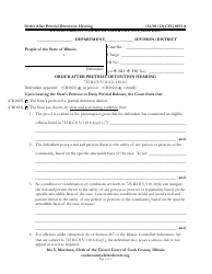 Form CCG0153 Order After Pretrial Detention Hearing - Cook County, Illinois