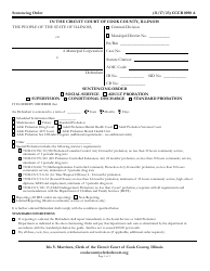 Document preview: Form CCCR0090 Sentencing Order - Cook County, Illinois