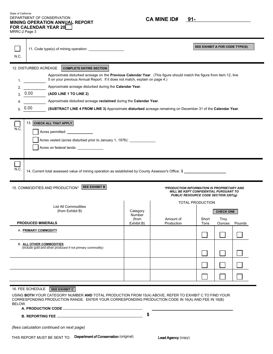 Form MRRC-2 Mining Operation Annual Report - California, Page 3