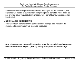 Form CF377.4 SAR LP CalFresh Notice of Change for Semi-annual Reporting Households - Large Print - California, Page 3