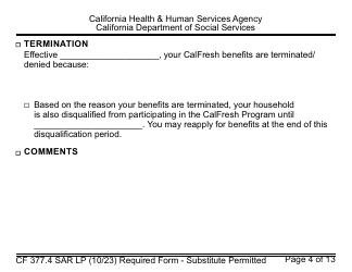 Form CF377.4 SAR LP CalFresh Notice of Change for Semi-annual Reporting Households - Large Print - California, Page 4