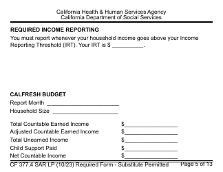 Form CF377.4 SAR LP CalFresh Notice of Change for Semi-annual Reporting Households - Large Print - California, Page 5