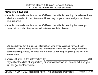Form CF377.1A LP Notice of Denial or Pending Status - Large Print - California, Page 3