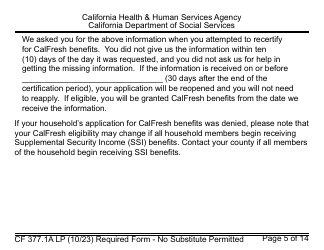 Form CF377.1A LP Notice of Denial or Pending Status - Large Print - California, Page 5