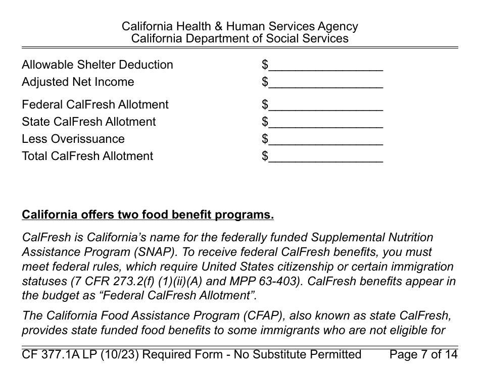 Form CF377.1A LP Notice of Denial or Pending Status - Large Print - California, Page 7
