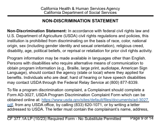 Form CF377.1A LP Notice of Denial or Pending Status - Large Print - California, Page 9