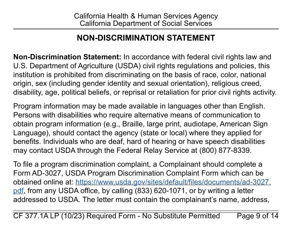 Form CF377.1A LP Notice of Denial or Pending Status - Large Print - California, Page 9