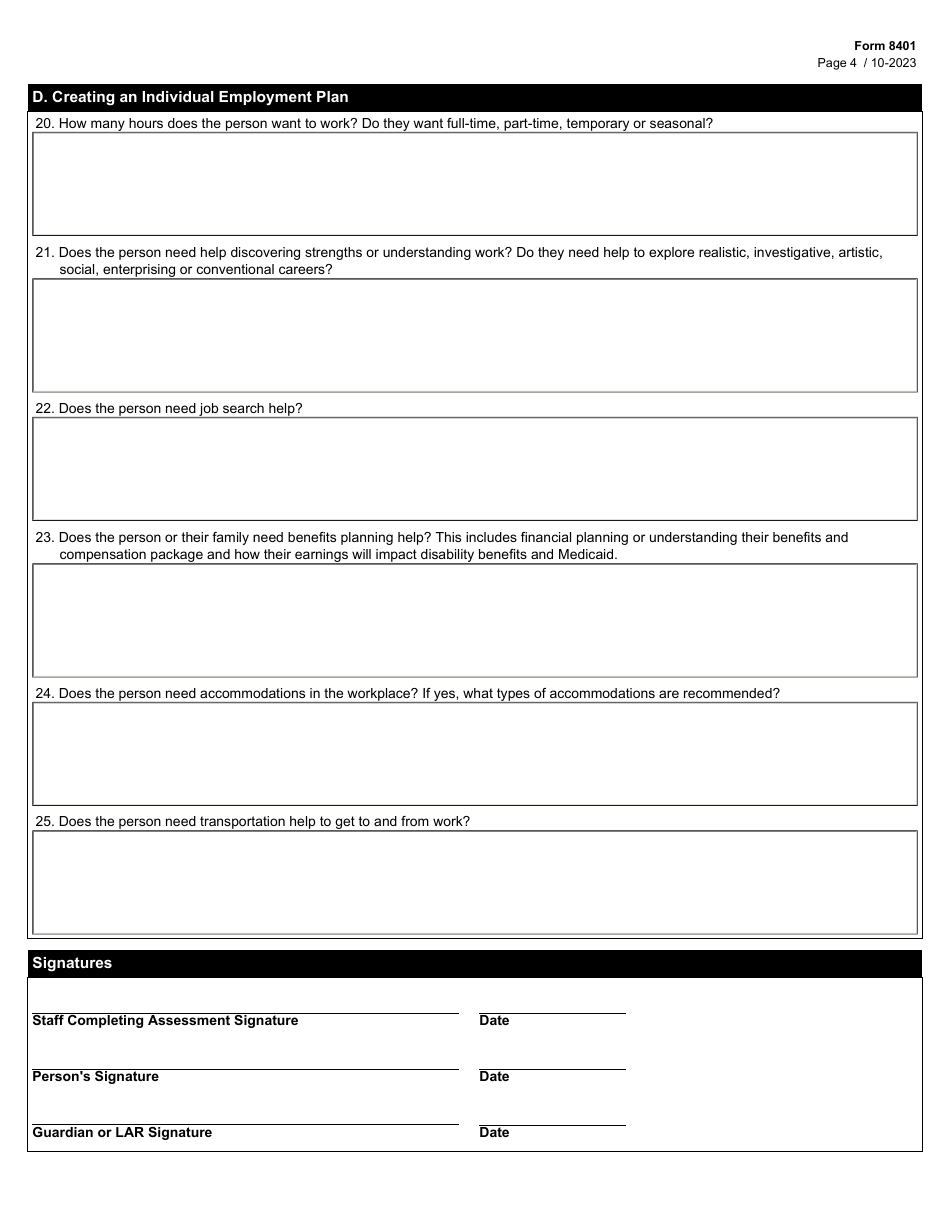 Form 8401 Download Fillable PDF or Fill Online Employment First ...