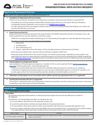 Document preview: Form HLTH5456 Organizational Data Access Request - British Columbia, Canada