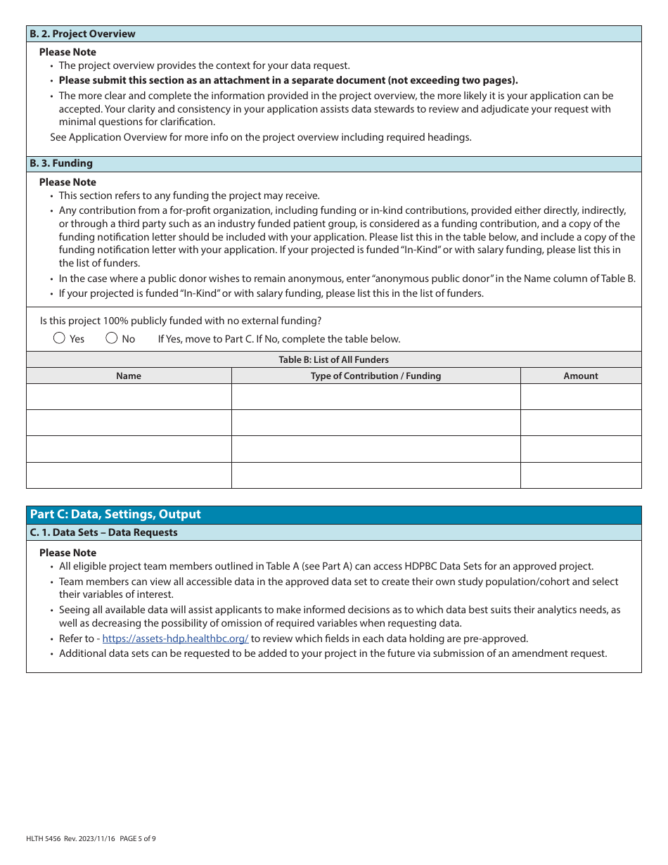 Form HLTH5456 Organizational Data Access Request - British Columbia, Canada, Page 5