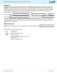 Form REV42 2446 Confidential Tax Information Authorization - Washington, Page 2