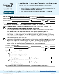 Form REV700 002 Confidential Licensing Information Authorization - Washington