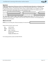 Form REV700 002 Confidential Licensing Information Authorization - Washington, Page 2