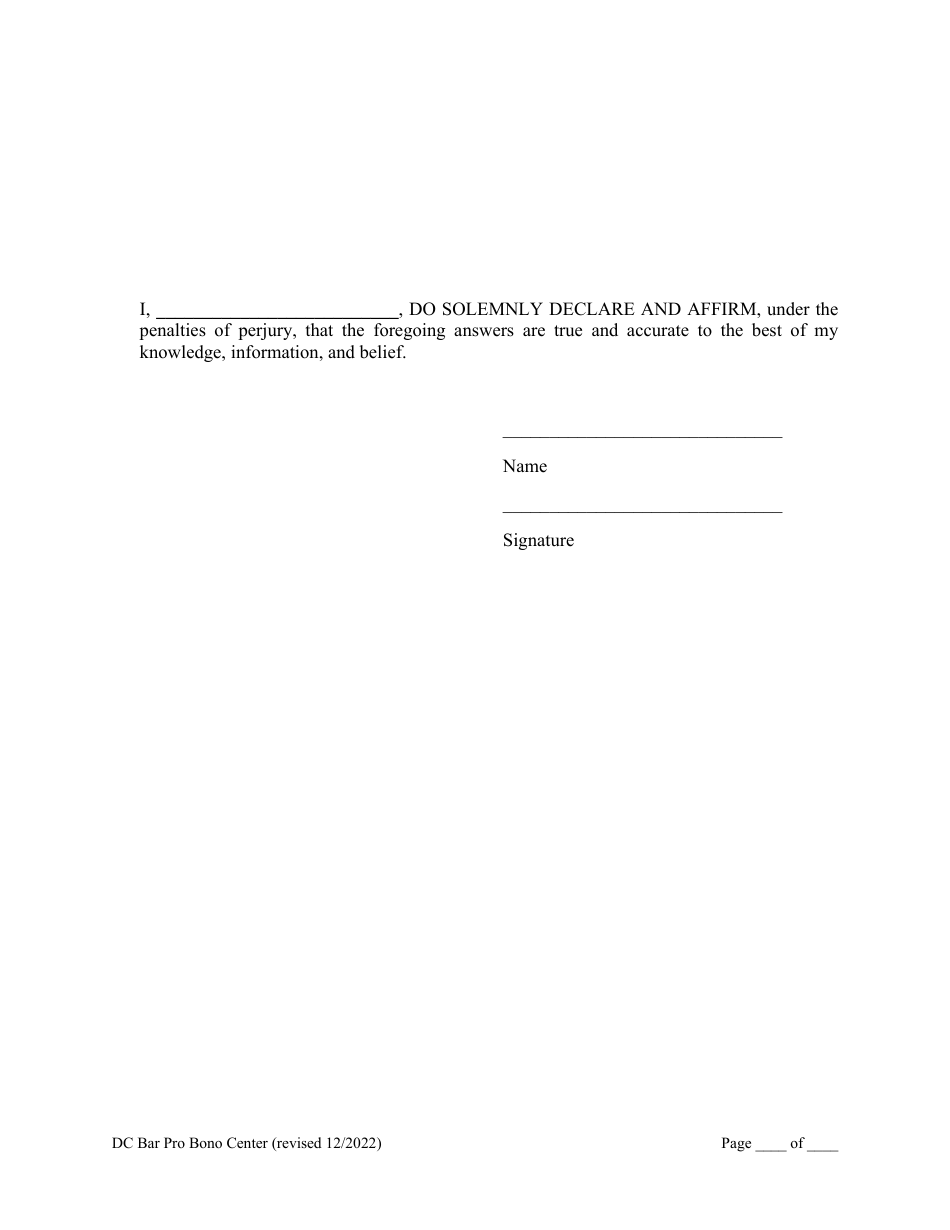 Answers to Interrogatories for Pro Se or Self-represented Persons - Washington, D.C., Page 4