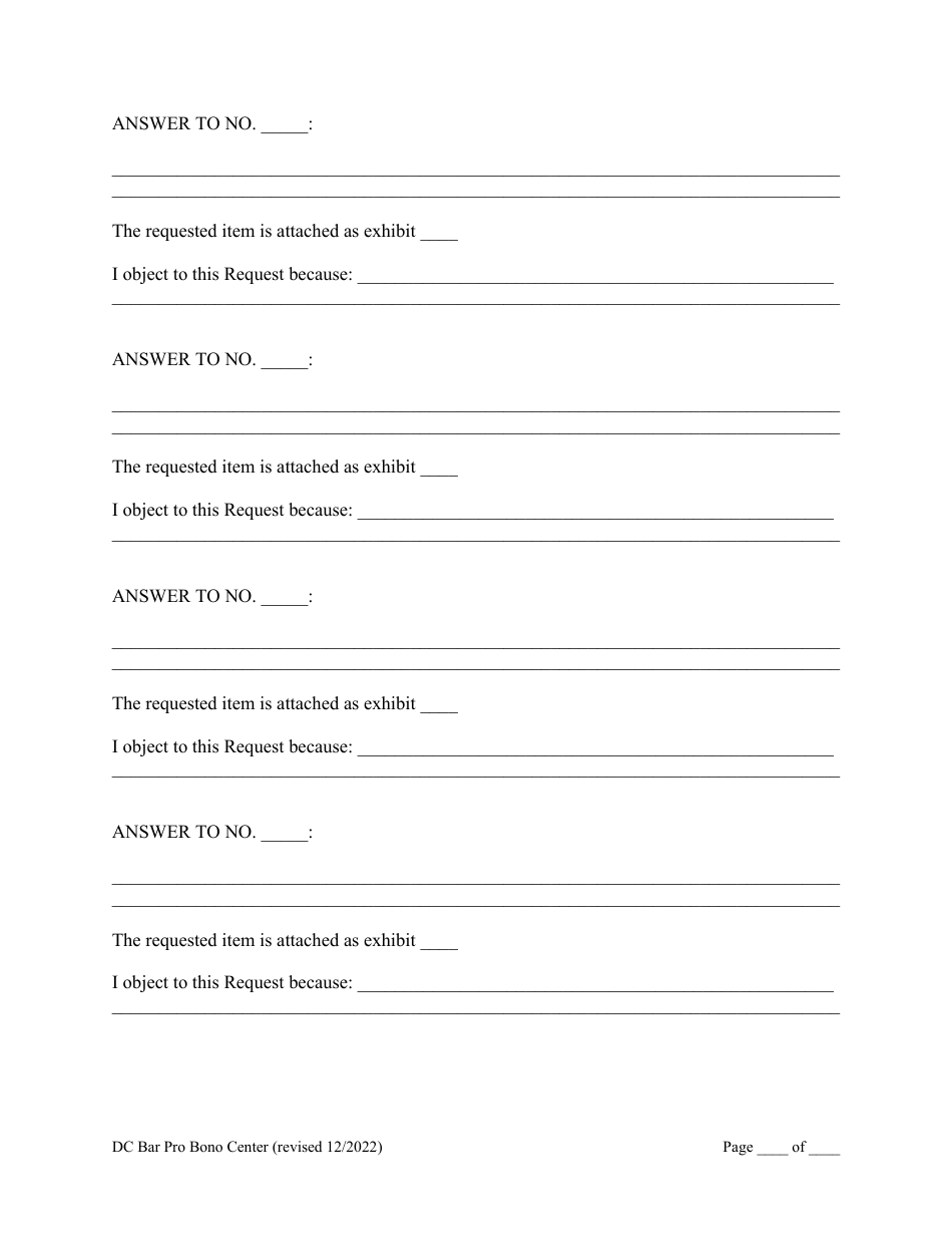 Answers to Requests for Production of Documents for Pro Se or Self-represented Persons - Washington, D.C., Page 3