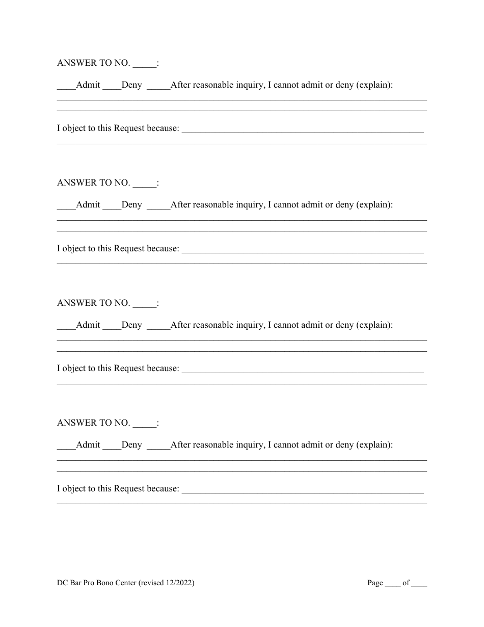 Answers to Requests for Admissions - Washington, D.C., Page 3