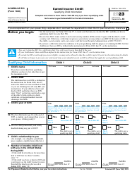 Document preview: IRS Form 1040 Schedule EIC Earned Income Credit, 2023