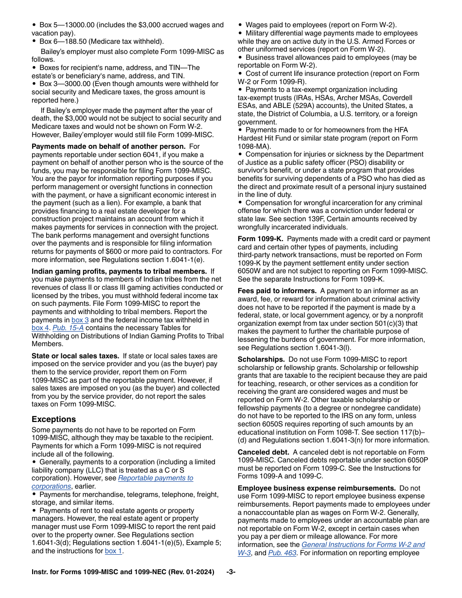 Instructions for IRS Form 1099-MISC, 1099-NEC, Page 3