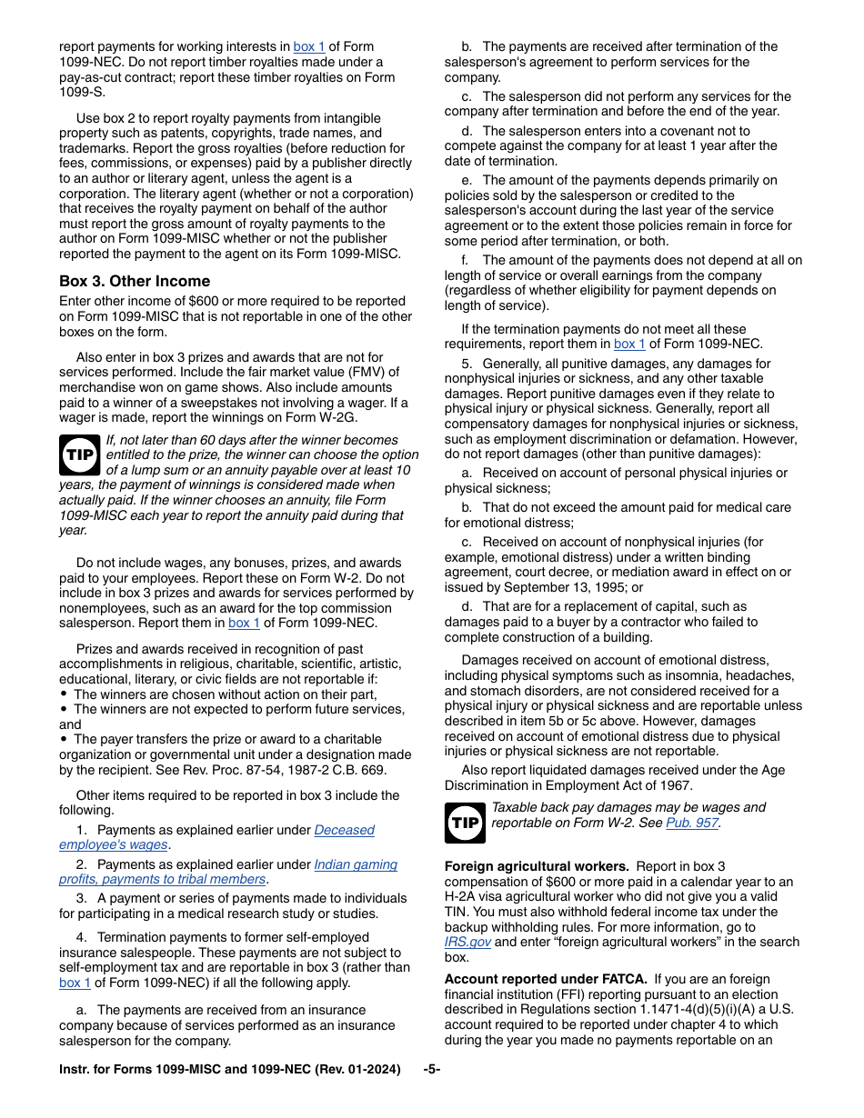Instructions for IRS Form 1099-MISC, 1099-NEC, Page 5