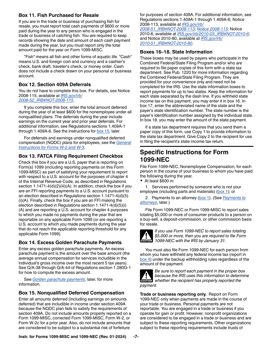 Instructions for IRS Form 1099-MISC, 1099-NEC, Page 7