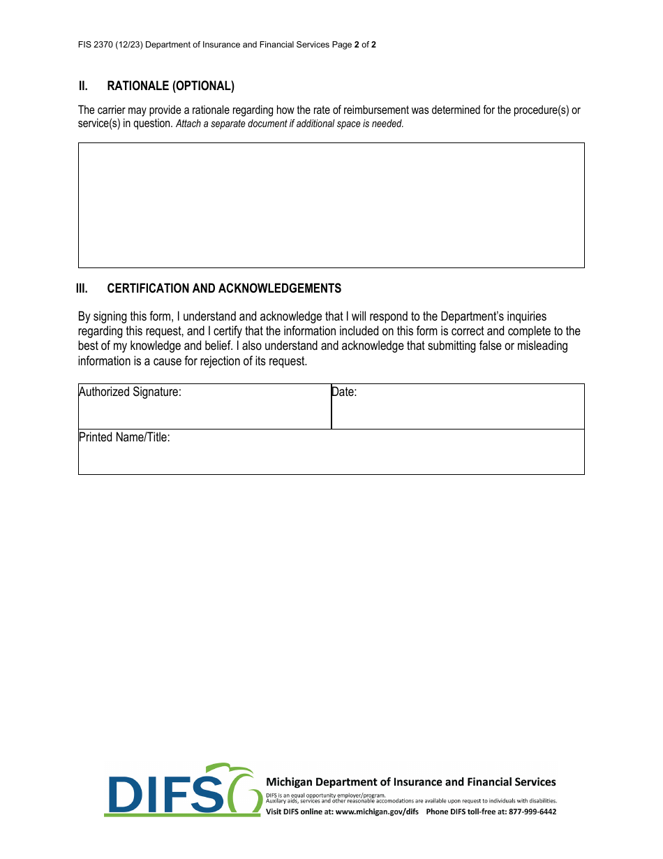 Form Fis2370 Download Fillable Pdf Or Fill Online Surprise Medical Billing Response To 0760