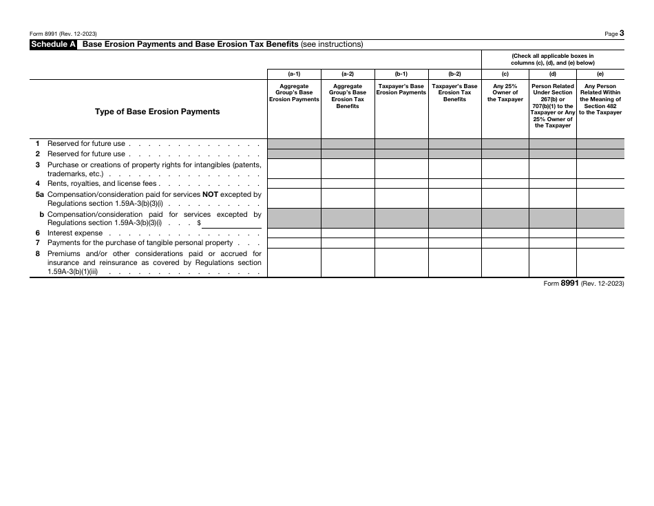 IRS Form 8991 Tax on Base Erosion Payments of Taxpayers With Substantial Gross Receipts, Page 3