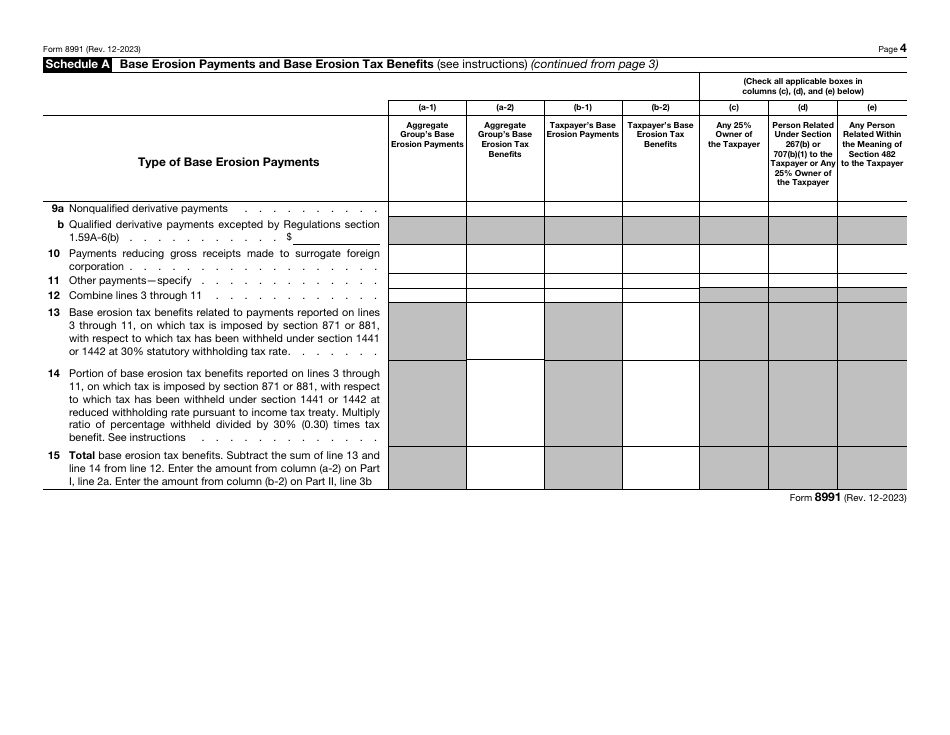 IRS Form 8991 Tax on Base Erosion Payments of Taxpayers With Substantial Gross Receipts, Page 4
