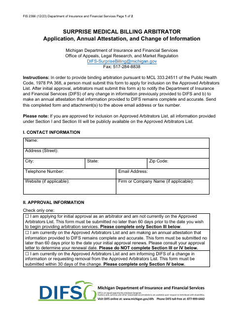 Form FIS2366  Printable Pdf