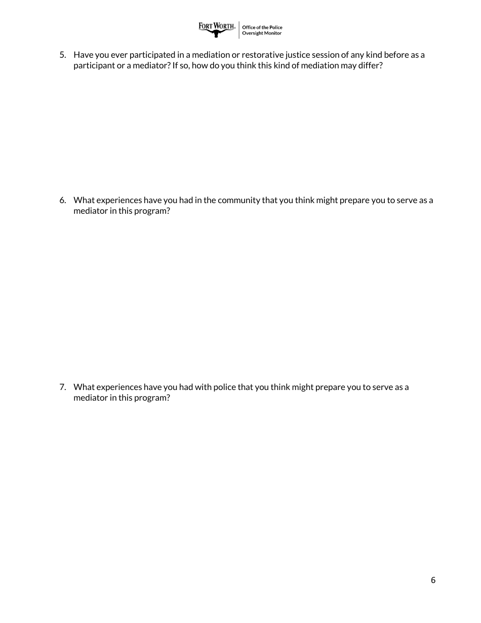 Application for Community-Police Mediator - City of Fort Worth, Texas, Page 6