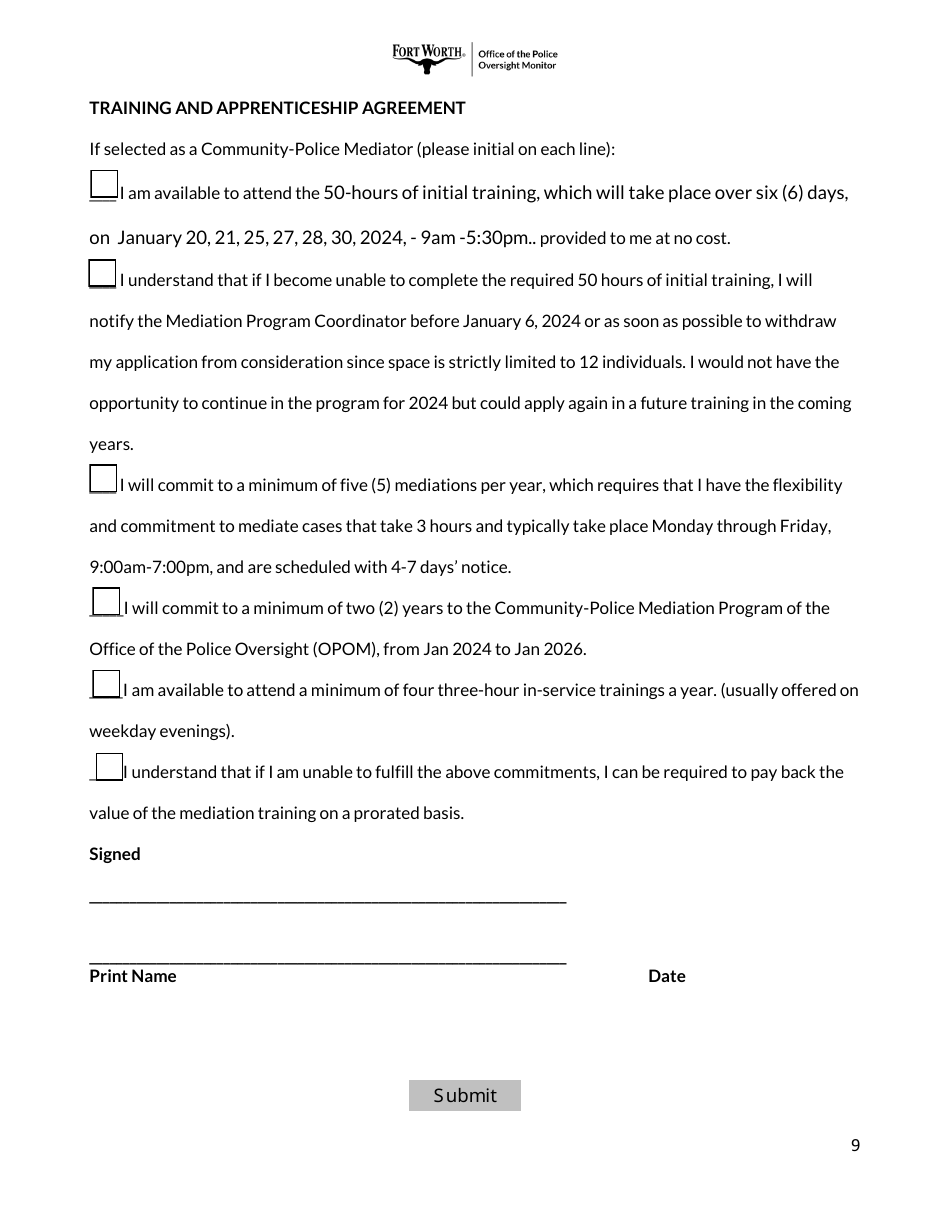 Application for Community-Police Mediator - City of Fort Worth, Texas, Page 9