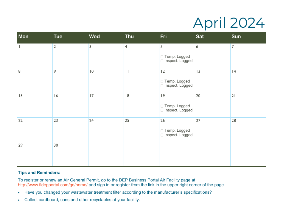 Compliance Calendar for Florida Perchloroethylene Dry Cleaners - Florida, Page 12