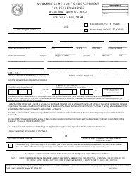 Document preview: Fur Dealer License Renewal Application - Wyoming, 2024