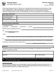 Document preview: Form 23 Statement of Delivery - Ontario, Canada