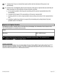Form 4B Litigation Guardian: Mental Incapacity - Ontario, Canada, Page 4