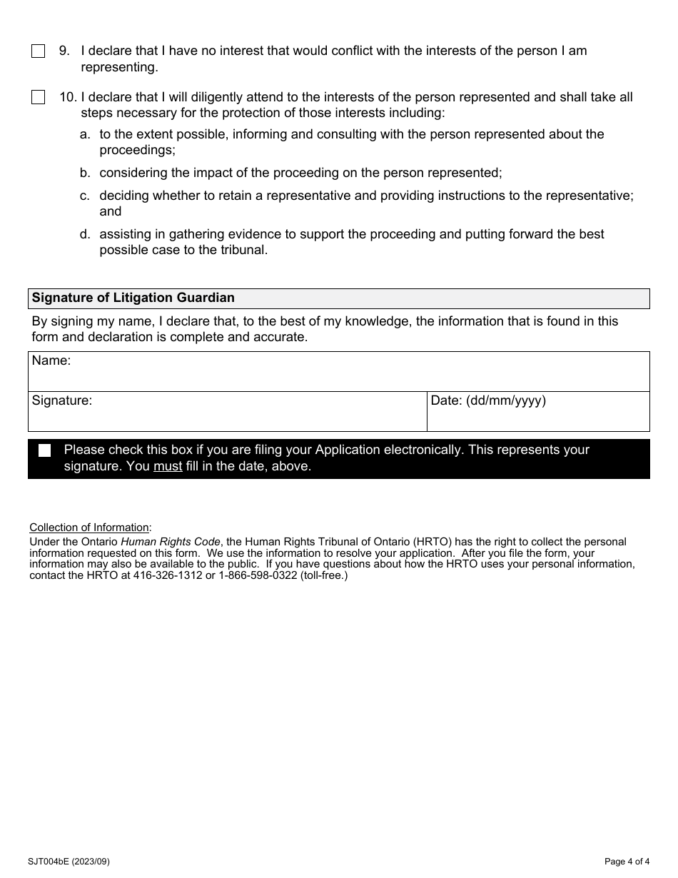 Form 4B Litigation Guardian: Mental Incapacity - Ontario, Canada, Page 4