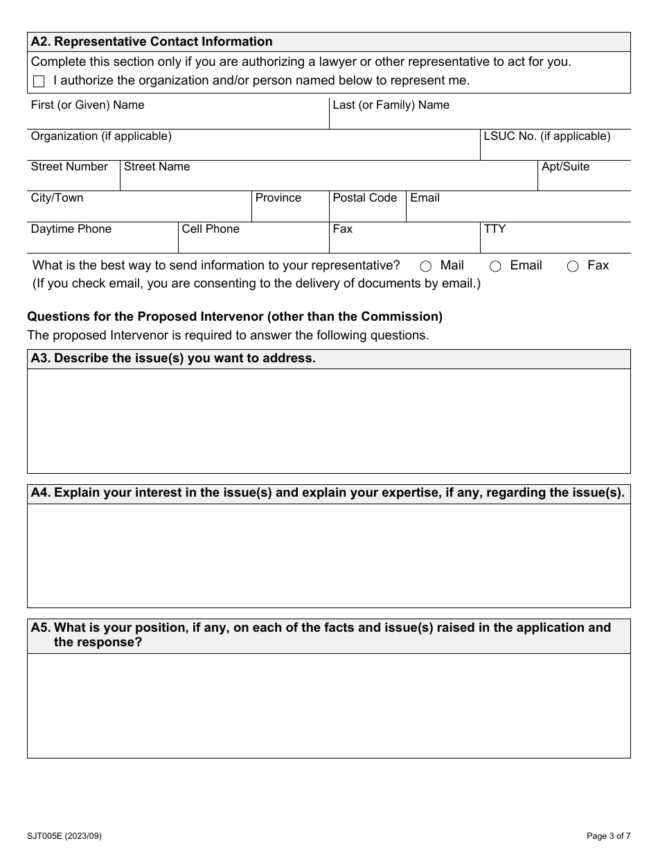 Form 5 Request to Intervene - Ontario, Canada, Page 3
