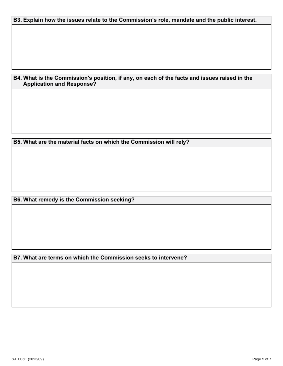 Form 5 Request to Intervene - Ontario, Canada, Page 5