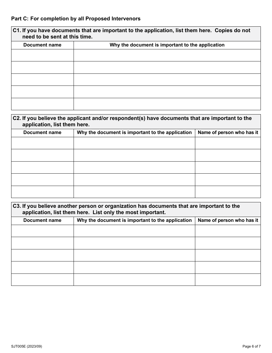 Form 5 Request to Intervene - Ontario, Canada, Page 6