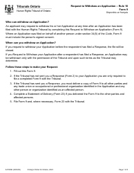 Form 9 Request to Withdraw an Application - Ontario, Canada