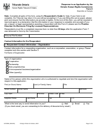 Form 8 Response to an Application by the Ontario Human Rights Commission - Ontario, Canada, Page 2