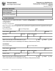 Form 19 Response to an Application for Contravention of Settlement - Ontario, Canada, Page 2