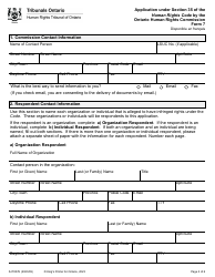 Form 7 Application by the Ontario Human Rights Commission - Ontario, Canada, Page 2