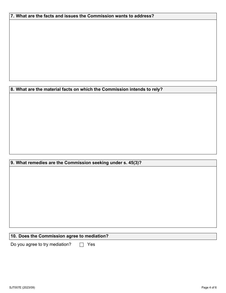 Form 7 Application by the Ontario Human Rights Commission - Ontario, Canada, Page 4