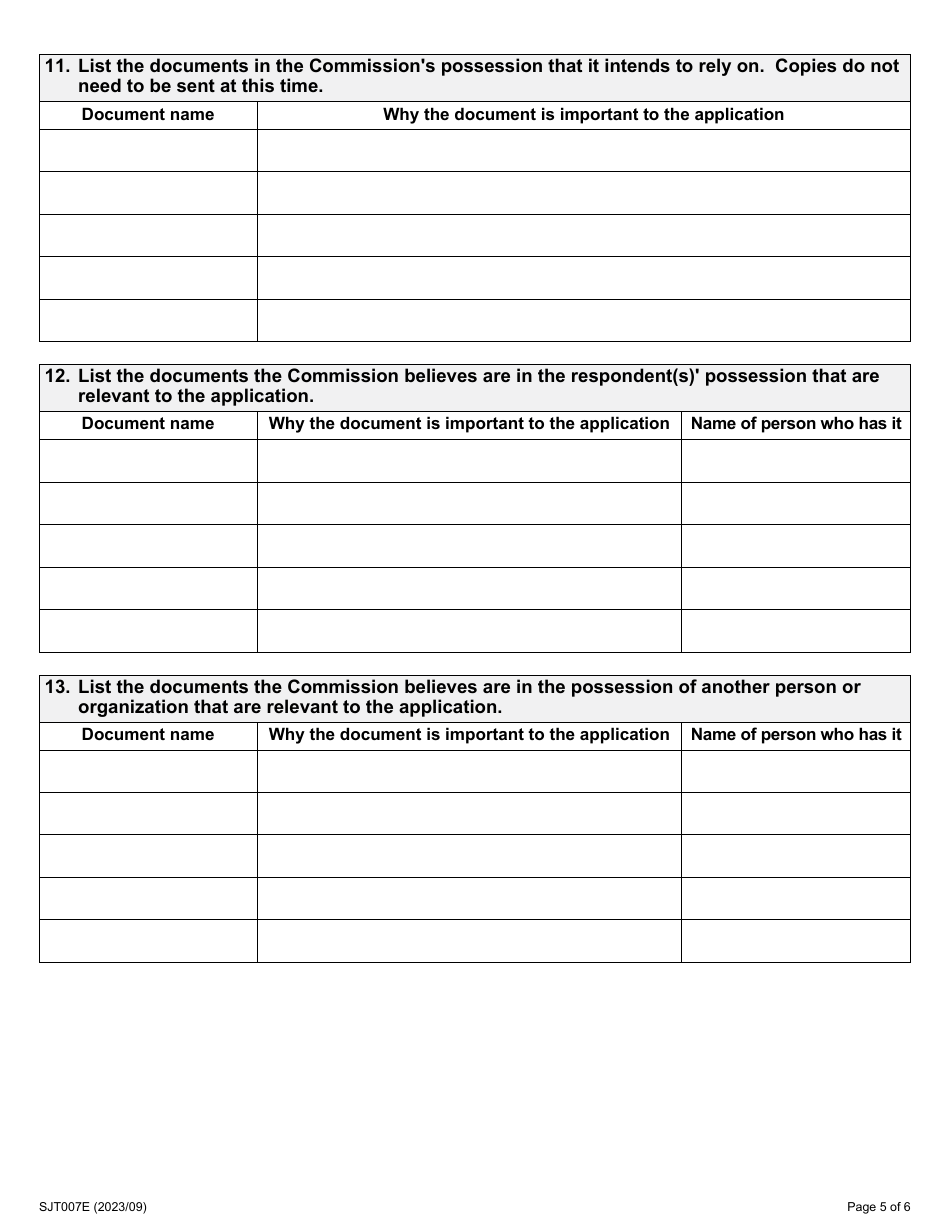 Form 7 Application by the Ontario Human Rights Commission - Ontario, Canada, Page 5