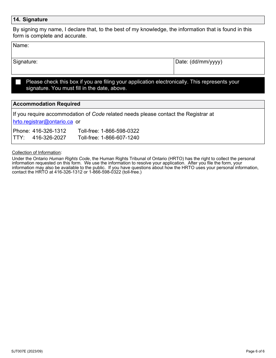 Form 7 Application by the Ontario Human Rights Commission - Ontario, Canada, Page 6