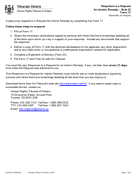 Document preview: Form 17 Response to a Request for Interim Remedy - Ontario, Canada