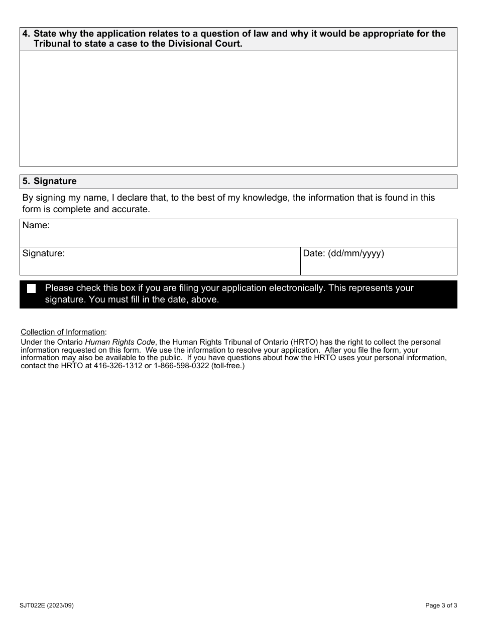 Form 22 Application for Stated Case - Ontario, Canada, Page 3
