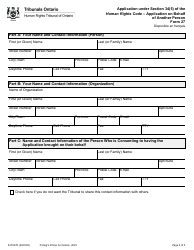 Form 27 Application Under Section 34(5) of the Human Rights Code - Application on Behalf of Another Person - Ontario, Canada, Page 2