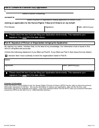 Form 27 Application Under Section 34(5) of the Human Rights Code - Application on Behalf of Another Person - Ontario, Canada, Page 3